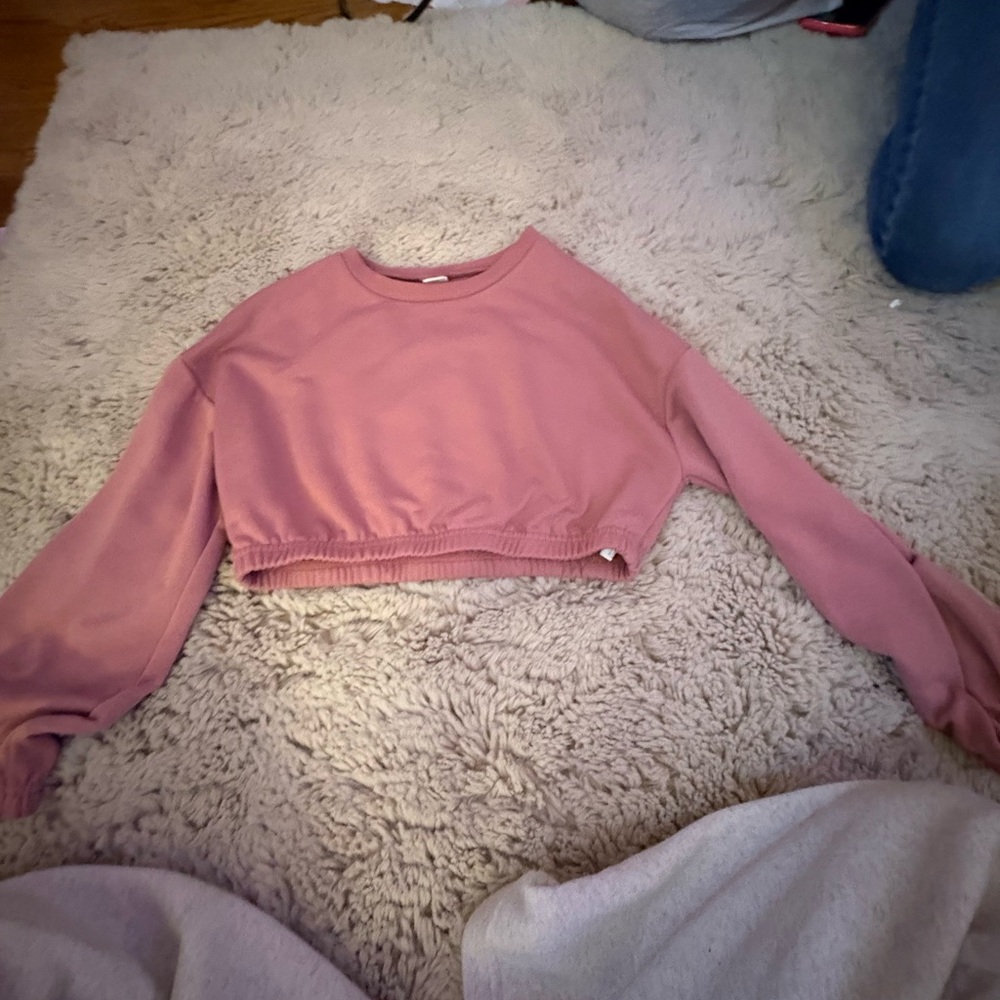 Pink and White cropped sweatshirt